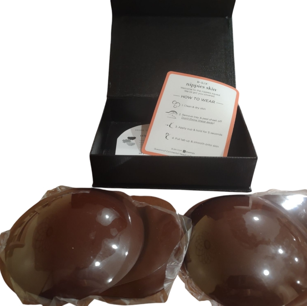 Nippies B-six Brand Adhesive Bra - New In Box - Color:Brown